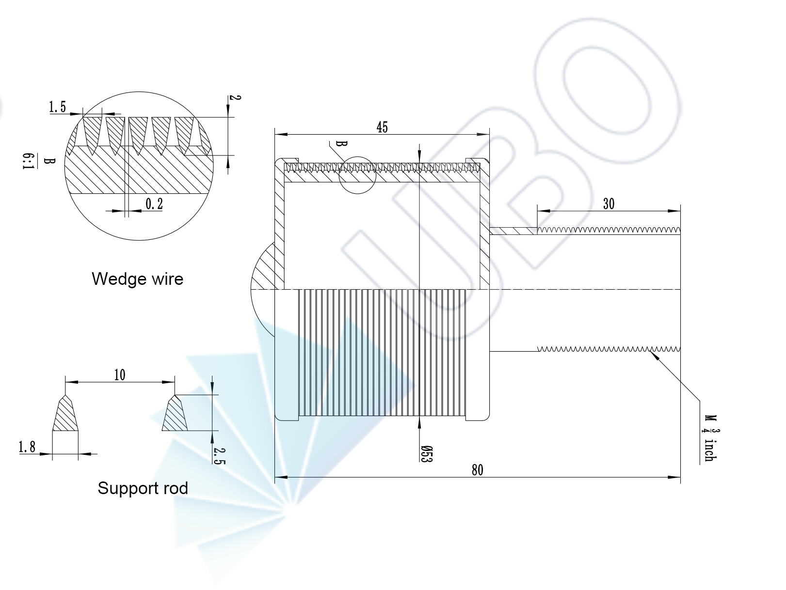 Wedge Wire Screen water well screen nozzle
