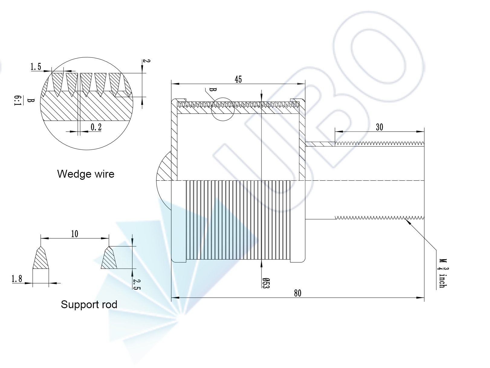 Stainless steel liquid filter nozzle