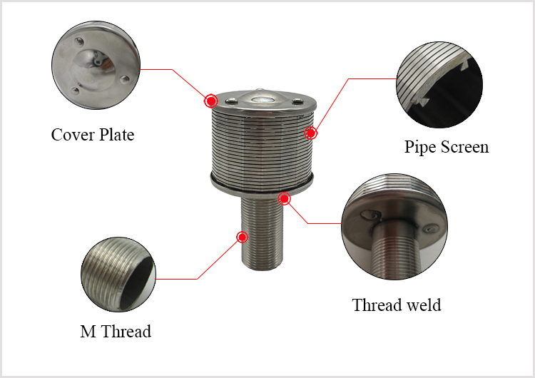 Wedge Wire type wedge wire filter nozzle strainer used for water filtration system