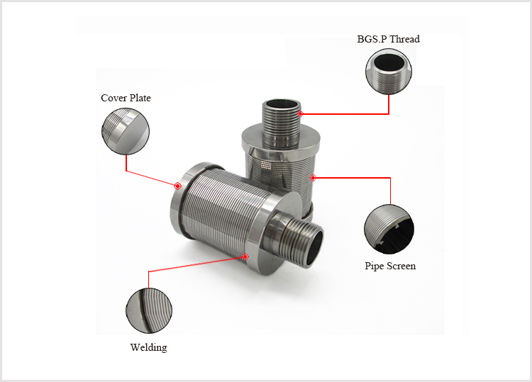 Welded wire Wedge Wire type filter screen nozzle used in water filteration syetem