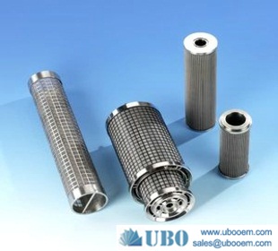 Stainless steel pleated filter cartridge for liquids