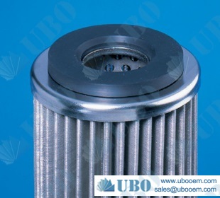 Stainless steel pleated filter cartridge for liquids