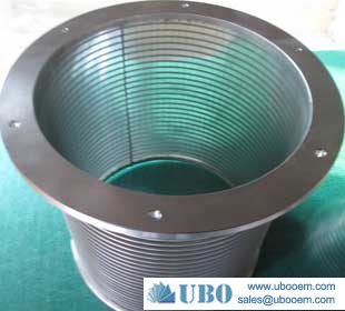 Wedge wrapped wire screen basket cylinder for solid -liquid separation