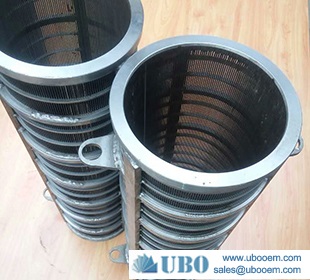 Wedge wrapped wire screen basket cylinder for solid -liquid separation