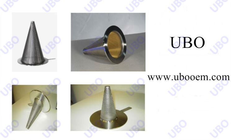 Conical strainers in pointed cone shape