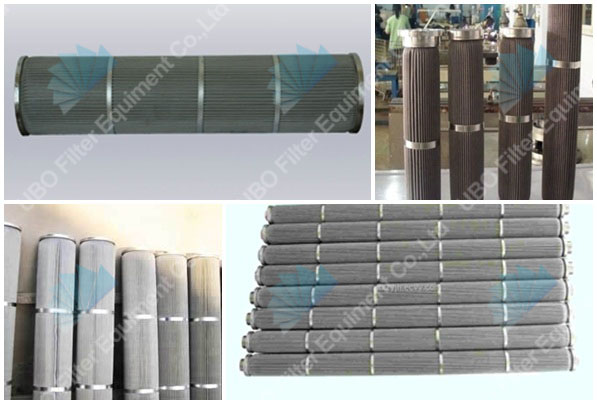 Stainless steel pleated filter cartridge for liquids